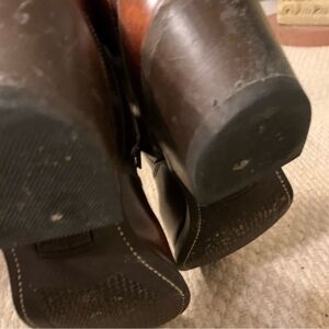 Avonite leather cowboy boots with decorative metal toe protectors